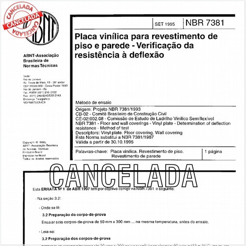 Placa vinílica para revestimento de piso e parede - Verificação da resistência à deflexão