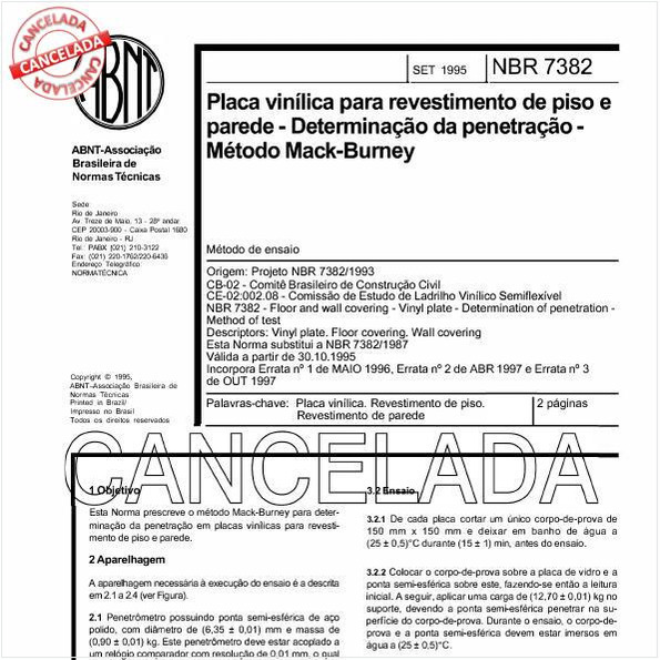 Placa vinílica para revestimento de piso e parede - Determinação da penetração - Método Mack-Burney