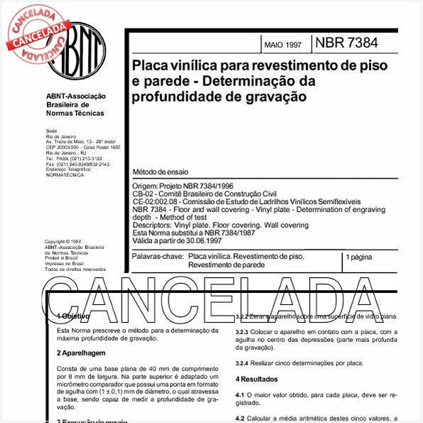 Placa vinílica para revestimento de piso e parede - Determinação da profundidade de gravação