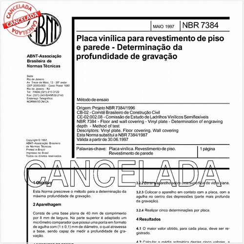 Placa vinílica para revestimento de piso e parede - Determinação da profundidade de gravação