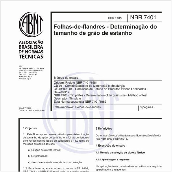 Folhas-de-flandres - Determinação do tamanho de grão de estanho