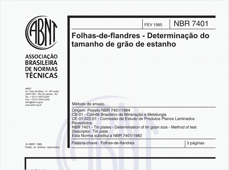 Folhas-de-flandres - Determinação do tamanho de grão de estanho