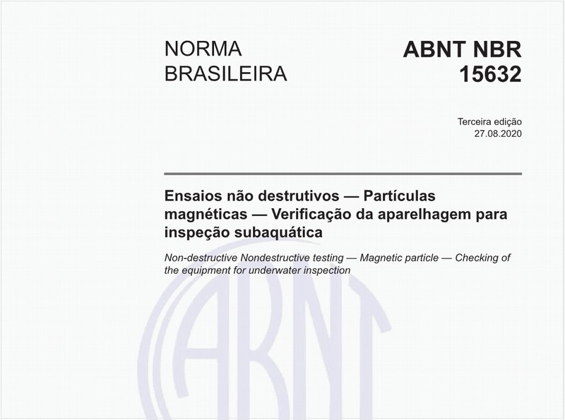 Ensaios não destrutivos — Partículas magnéticas — Verificação da aparelhagem para inspeção subaquática