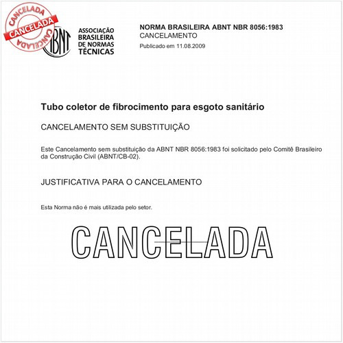 Tubo coletor de fibrocimento para esgoto sanitário