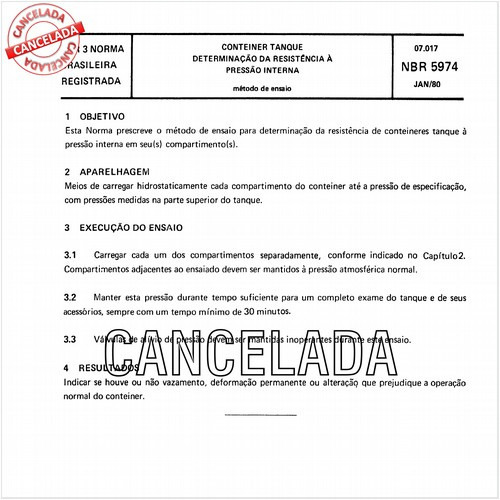 Conteiner tanque - Determinação da resistência à pressão interna
