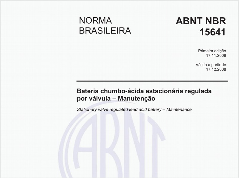 Bateria chumbo-ácida estacionária regulada por válvula - Manutenção