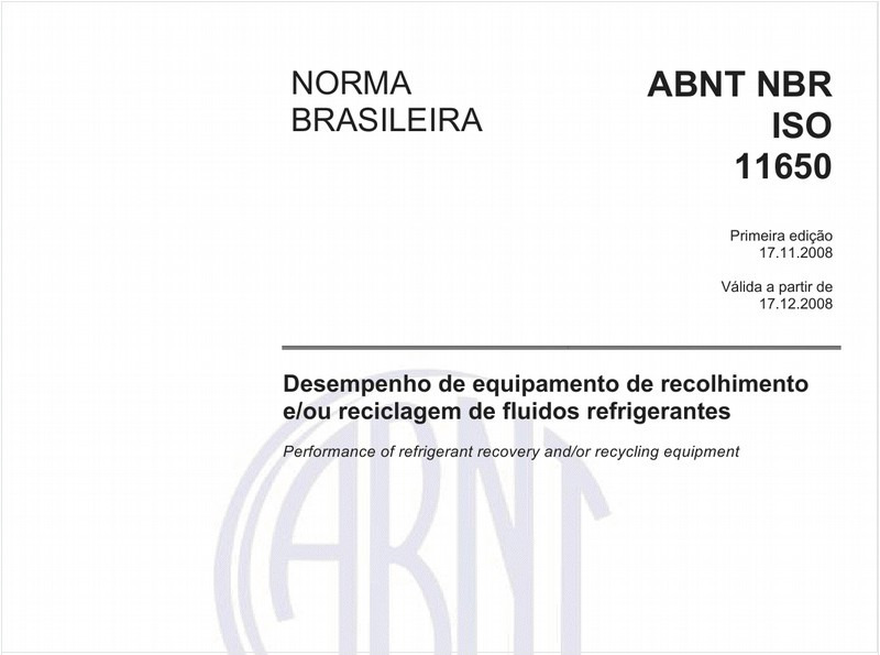Desempenho de equipamento de recolhimento e/ou reciclagem de fluidos refrigerantes