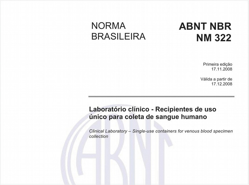 Laboratório clínico - Recipientes de uso único para coleta de sangue humano