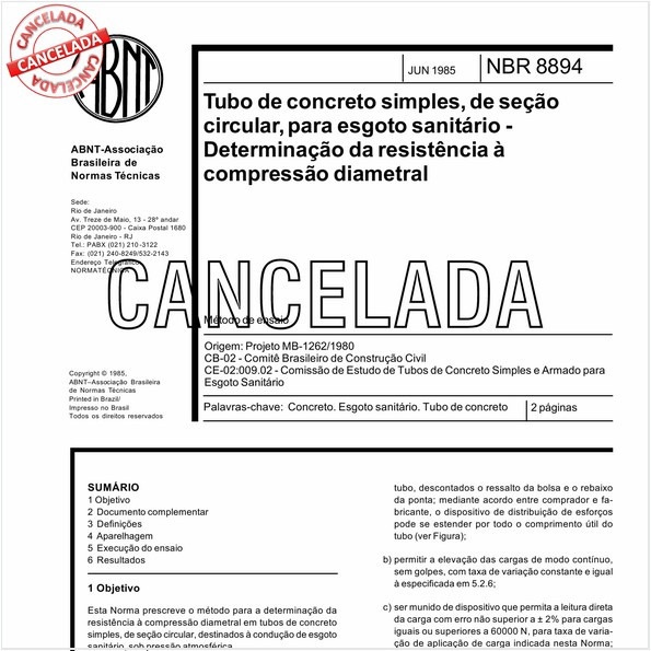 Tubo de concreto simples, de seção circular, para esgoto sanitário - Determinação da resistência à compressão diametral