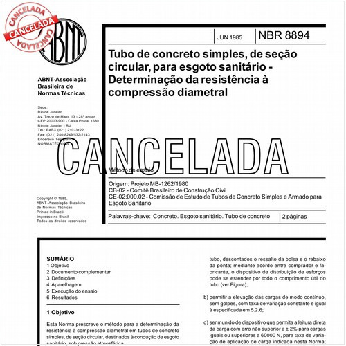 Tubo de concreto simples, de seção circular, para esgoto sanitário - Determinação da resistência à compressão diametral