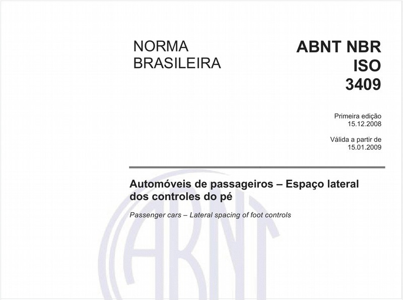 Automóveis de passageiros - Espaço lateral dos controles do pé