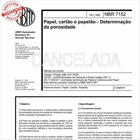 Papel, cartão e papelão - Determinação da porosidade