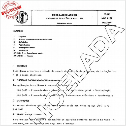 Fios e cabos elétricos - Ensaios de resistência ao ozona