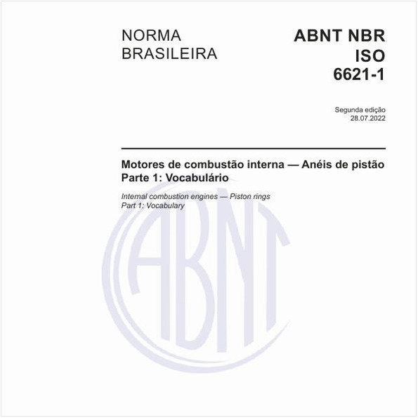 Motores de combustão interna - Anéis de pistão - Parte 1: Vocabulário