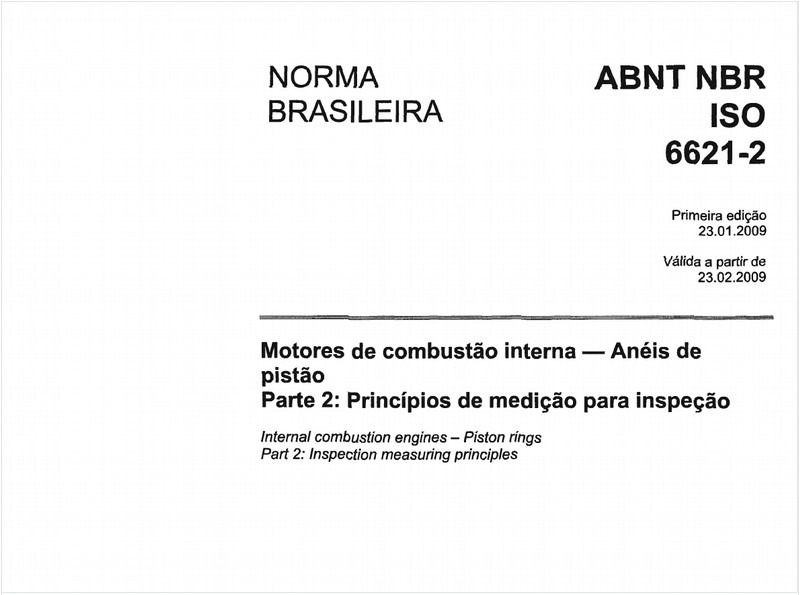 Motores de combustão interna - Anéis de pistão - Parte 2: Princípios de medição para inspeção