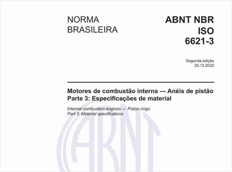 Motores de combustão interna - Anéis de pistão Parte 3: Especificações de material