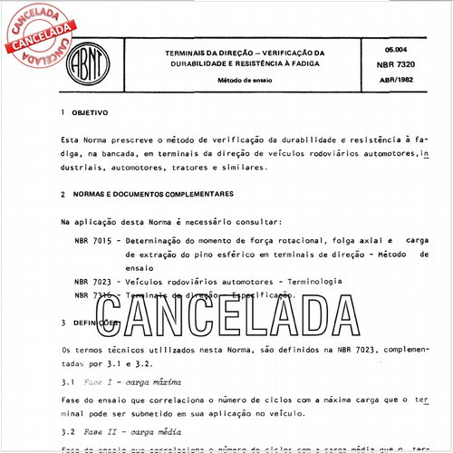 Terminais da direção - Verificação da durabilidade e resistência à fadiga