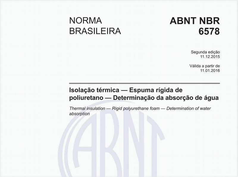 Isolação térmica - Espuma rígida de poliuretano - Determinação da absorção de água