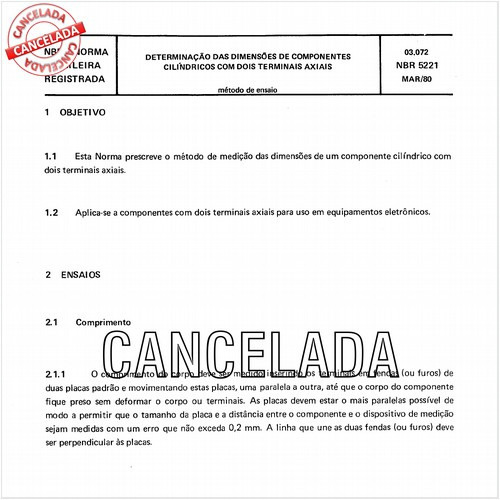 Determinação das dimensões de componentes cilíndricos com dois terminais axiais