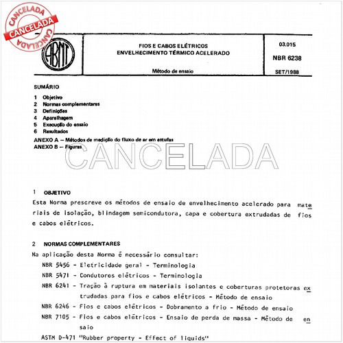 Fios e cabos elétricos - Envelhecimento térmico acelerado