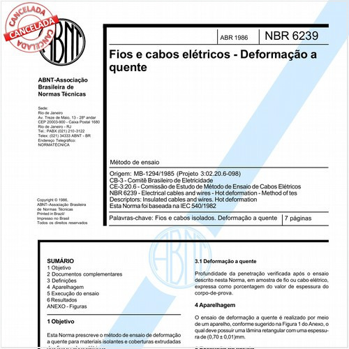 Fios e cabos elétricos - Deformação a quente
