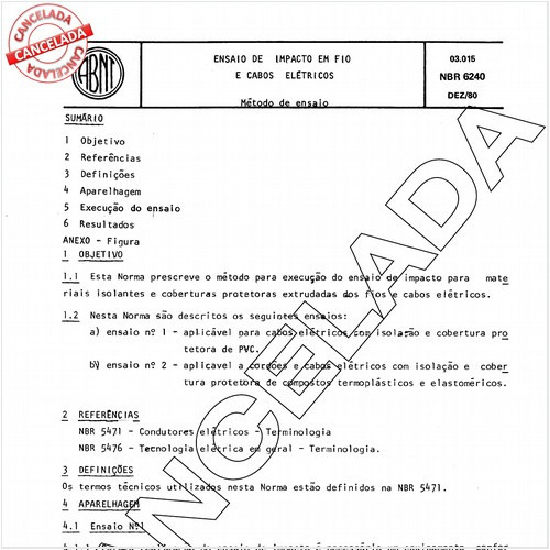 Ensaio de impacto em fios e cabos elétricos