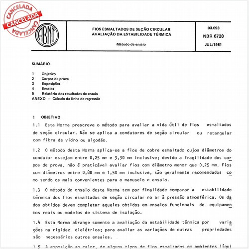Fios esmaltados de seção circular - Avaliação da estabilidade térmica