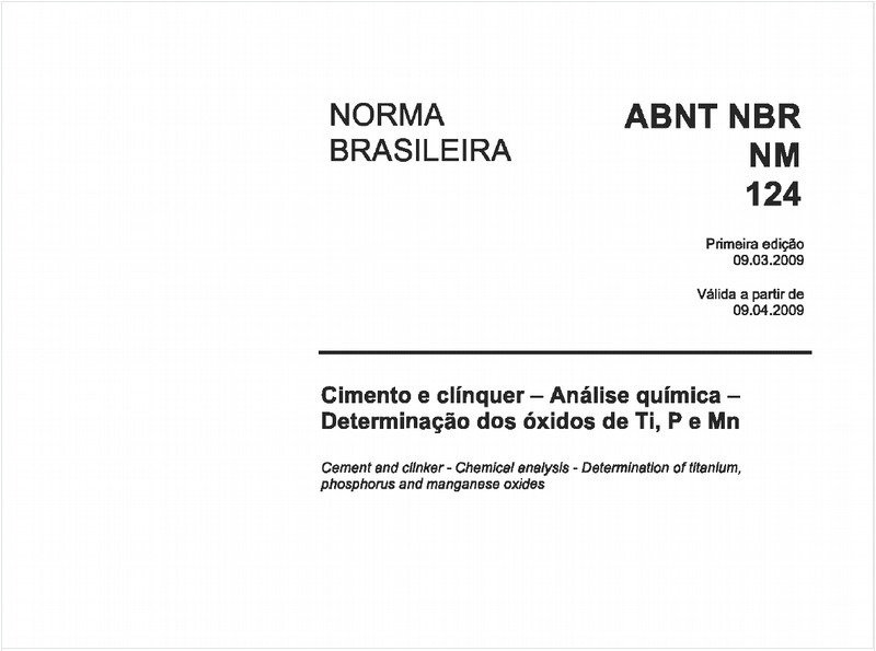 Cimento e clínquer - Análise química - Determinação dos óxidos de Ti, P e Mn