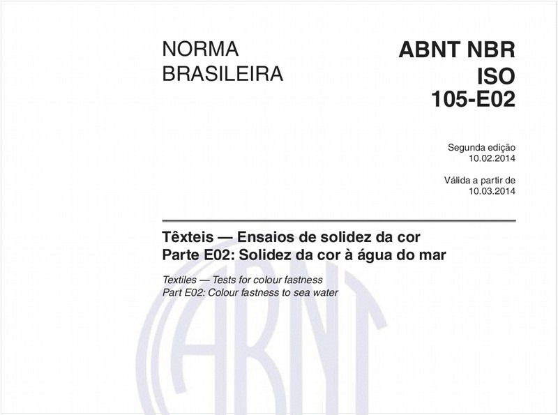 Têxteis — Ensaios de solidez da cor - Parte E02: Solidez da cor à água do mar