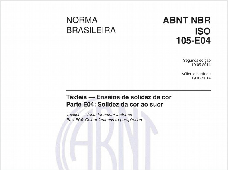 Têxteis — Ensaios de solidez da cor - Parte E04: Solidez da cor ao suor