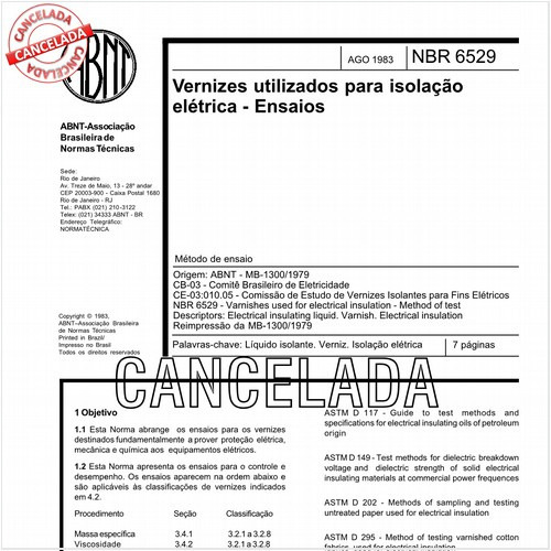 Vernizes utilizados para isolação elétrica - Ensaios