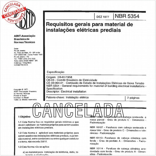 Requisitos gerais para material de instalações elétricas prediais
