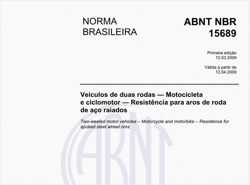 Veículos de duas rodas - Motocicleta e ciclomotor - Resistência para aros de roda de aço raiados