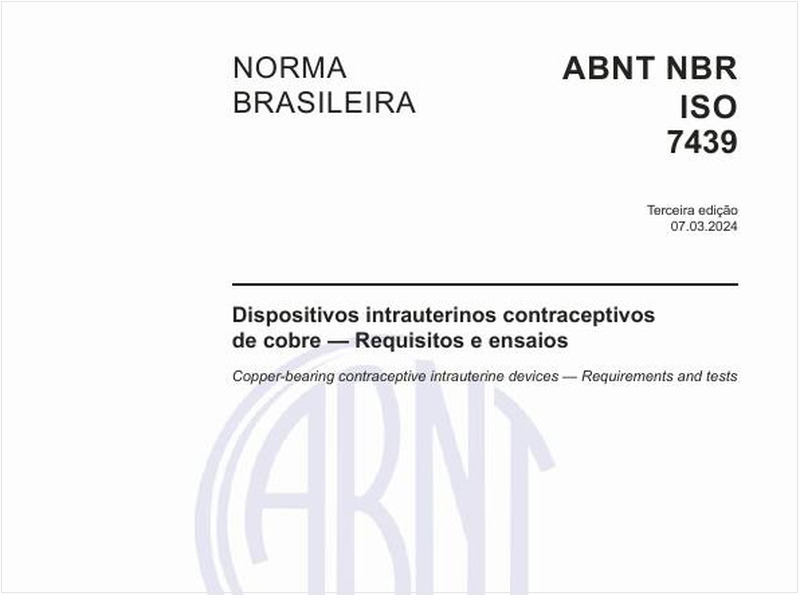 Dispositivos intrauterinos contraceptivos de cobre — Requisitos e ensaios