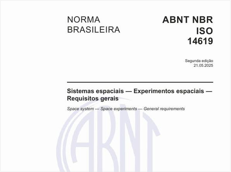 Sistemas espaciais — Experimentos espaciais — Requisitos gerais
