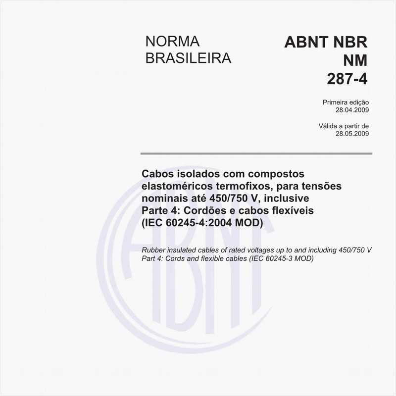 ABNT NBR 9375 NBR9375 Cabos de potência com isolação sólida