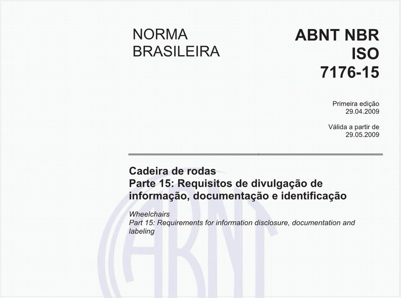 Cadeira de rodas - Parte 15: Requisitos de divulgação de informação, documentação e identificação