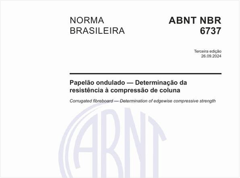 Papelão ondulado — Determinação da resistência à compressão de coluna