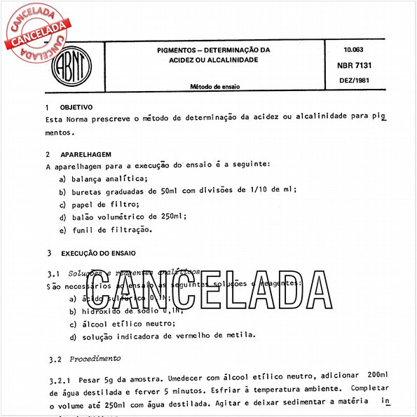 Pigmentos - Determinação da acidez ou alcalinidade