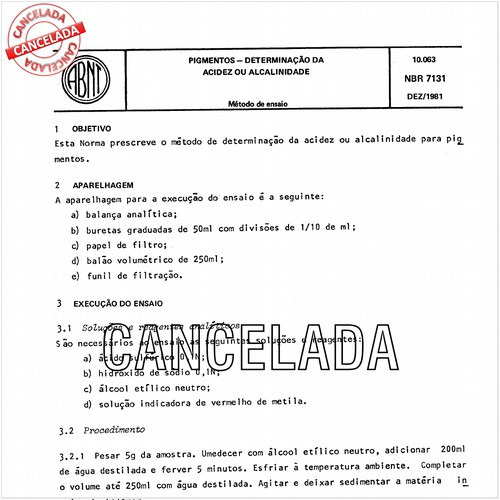 Pigmentos - Determinação da acidez ou alcalinidade