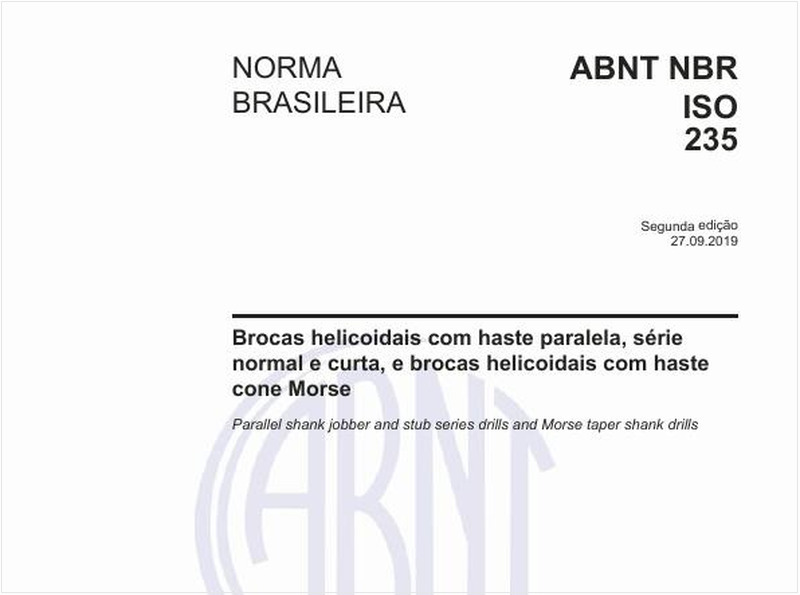 Brocas helicoidais com haste paralela, série normal e curta, e brocas helicoidais com haste cone Morse