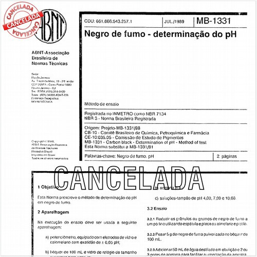 Negro de fumo - Determinação do pH