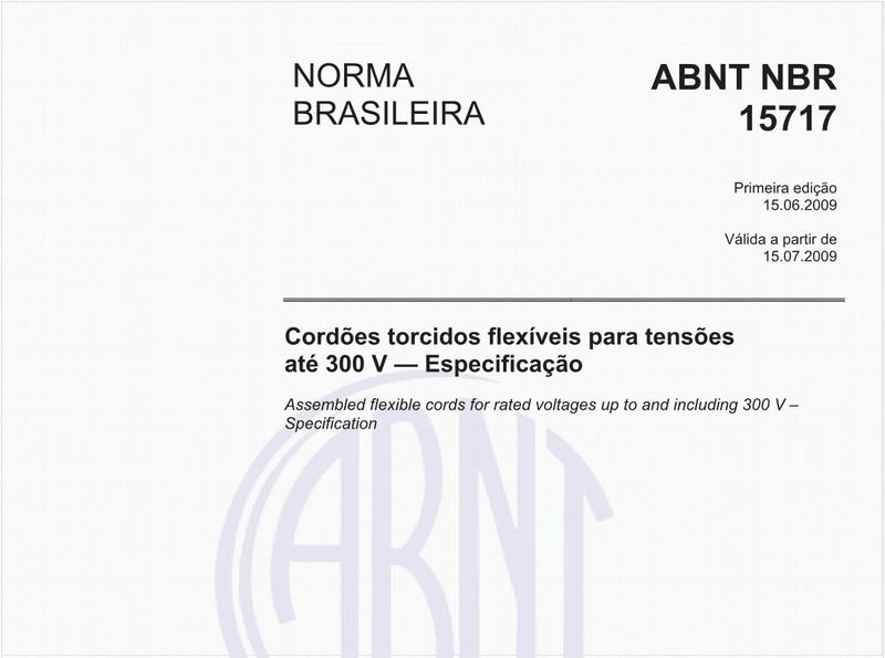 Cordões torcidos flexíveis para tensões até 300 V — Especificação
