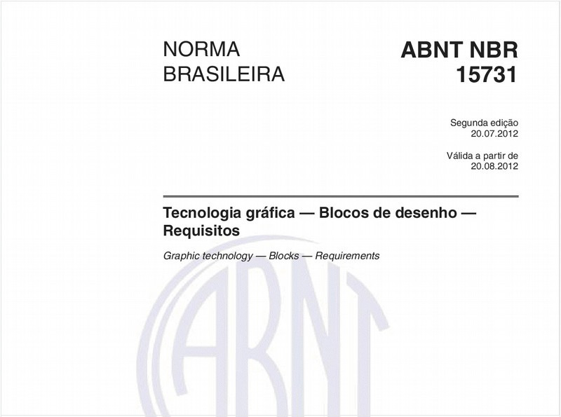 Tecnologia gráfica — Blocos de desenho — Requisitos
