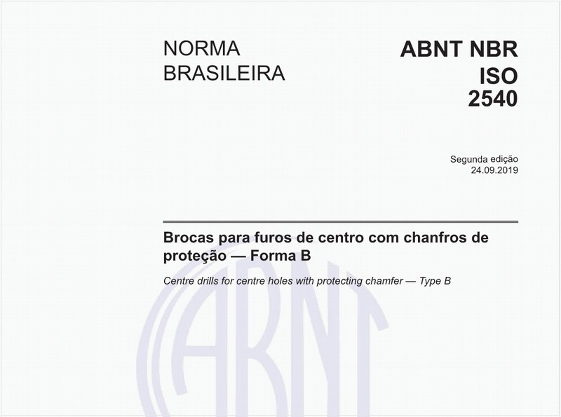 Brocas para furos de centro com chanfros de proteção - Forma B