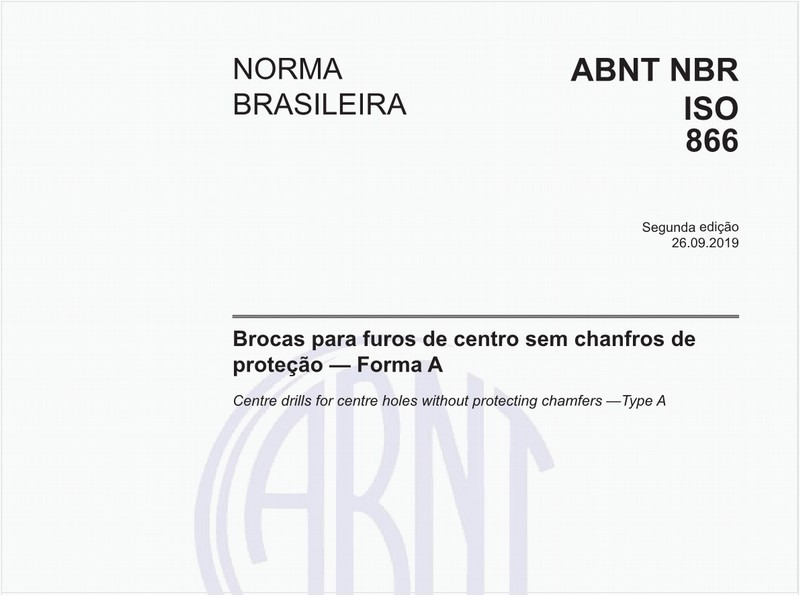Brocas para furos de centro sem chanfros de proteção - Forma A