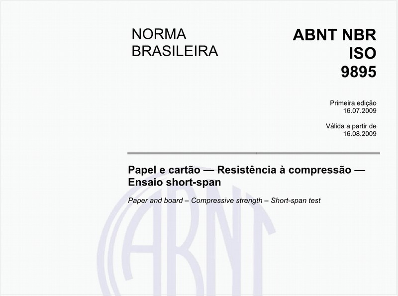Papel e cartão - Resistência à compressão - Ensaio short-span
