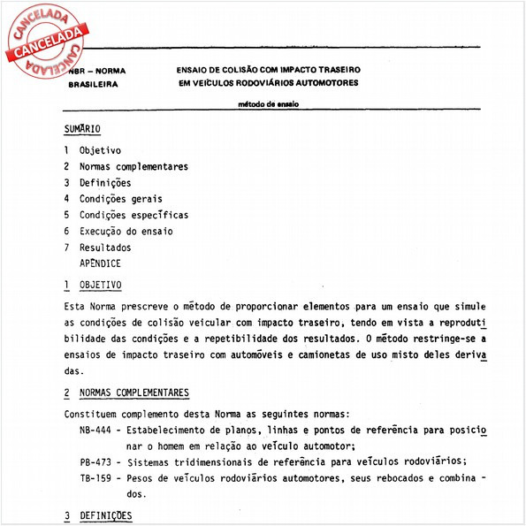 Ensaio de colisão com impacto traseiro em veículos rodoviários automotores