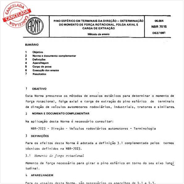 Pinos esféricos em terminais da direção - Determinação do momento de força rotacional, folga axial e carga de extração