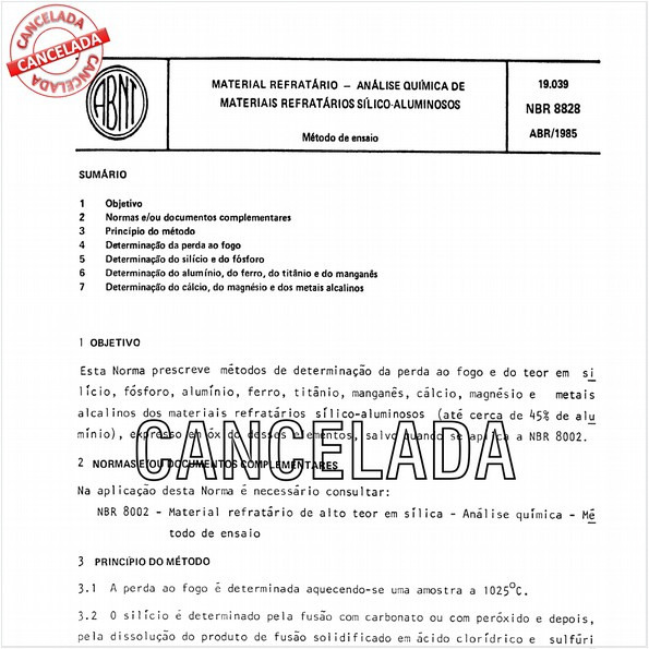 Material refratário - Análise química de materiais refratários sílico-aluminosos